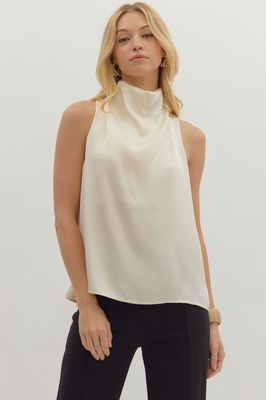 Satin Mock Neck Top