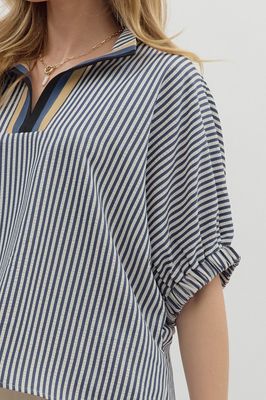 Striped Top w/Neck Trim