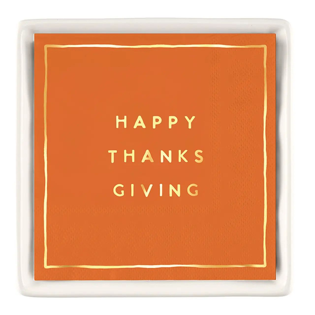Ceramic Napkin Tray &amp; Napkins - Happy Thanksgiving