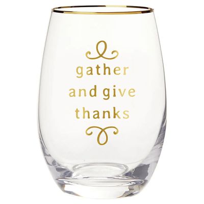 Wine Glass - Gather &amp; Give Thanks
