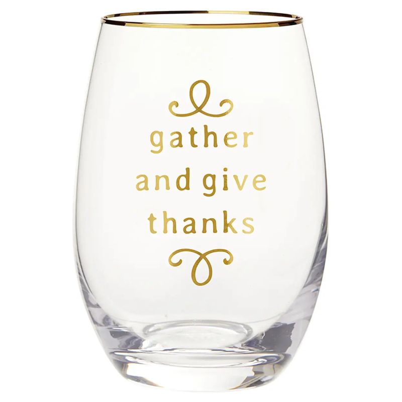 Wine Glass - Gather &amp; Give Thanks