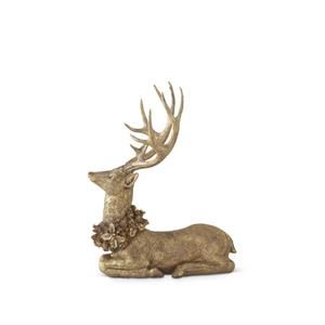Gold Resin Deer, Style: Laying