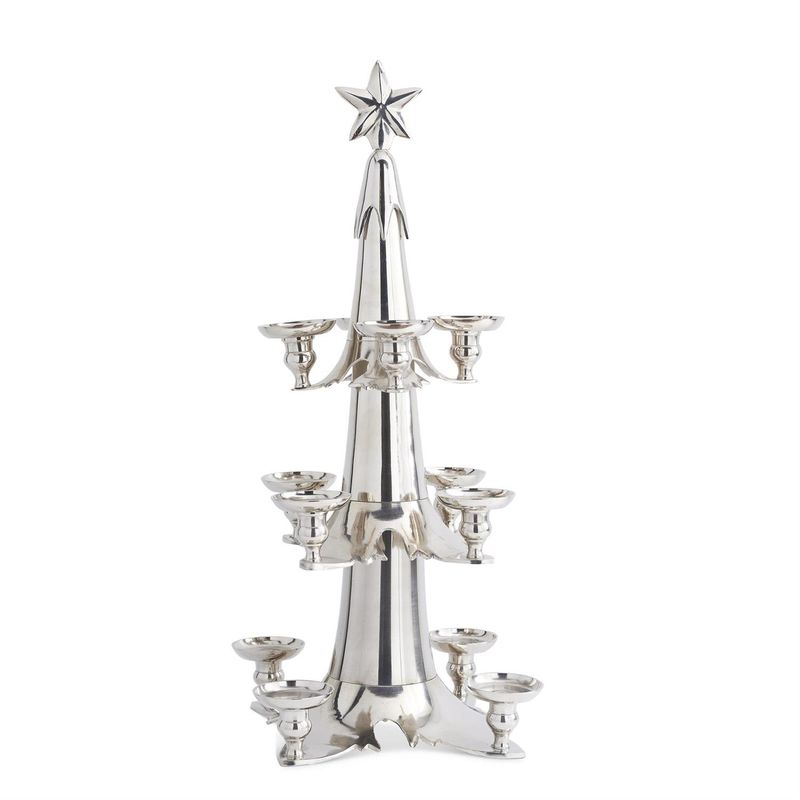 32.5&quot; Silver 3-Tiered Tree Candleholder