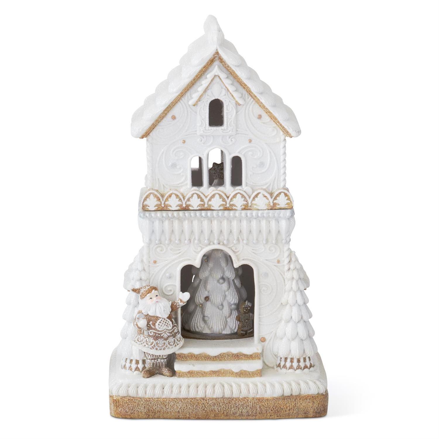 18.5&quot; White Glitter LED Christmas House