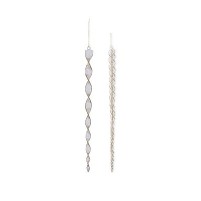 16&quot; Gold &amp; Clear Glass Spiral Icicle Ornaments