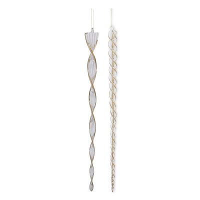 21&quot; Gold &amp; Clear Glass Icicle Ornaments