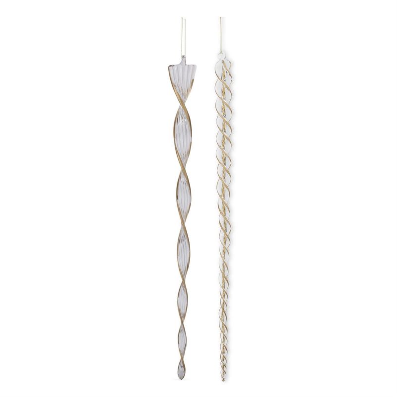 21&quot; Gold &amp; Clear Glass Icicle Ornaments