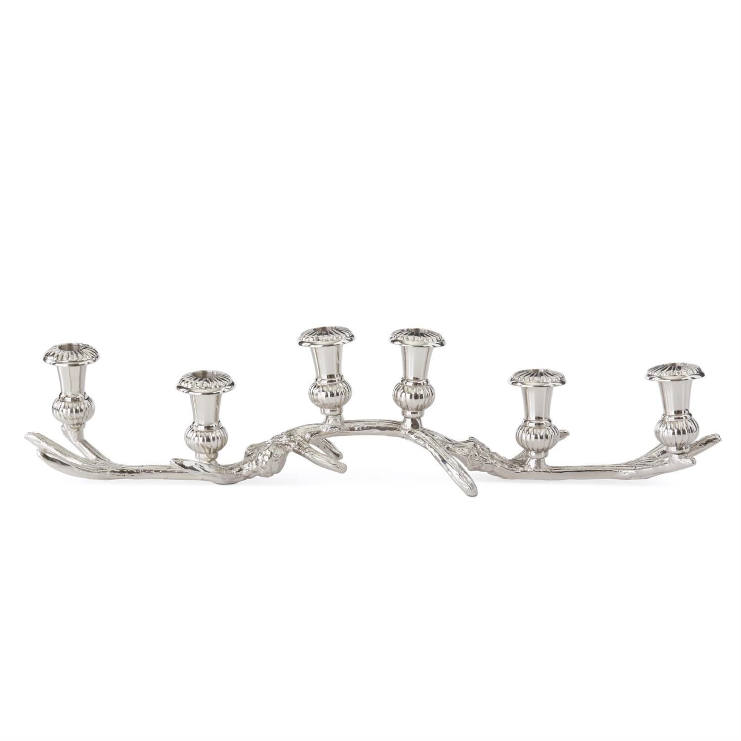 24.5&quot; Silver Antler 6 Taper Candleholder