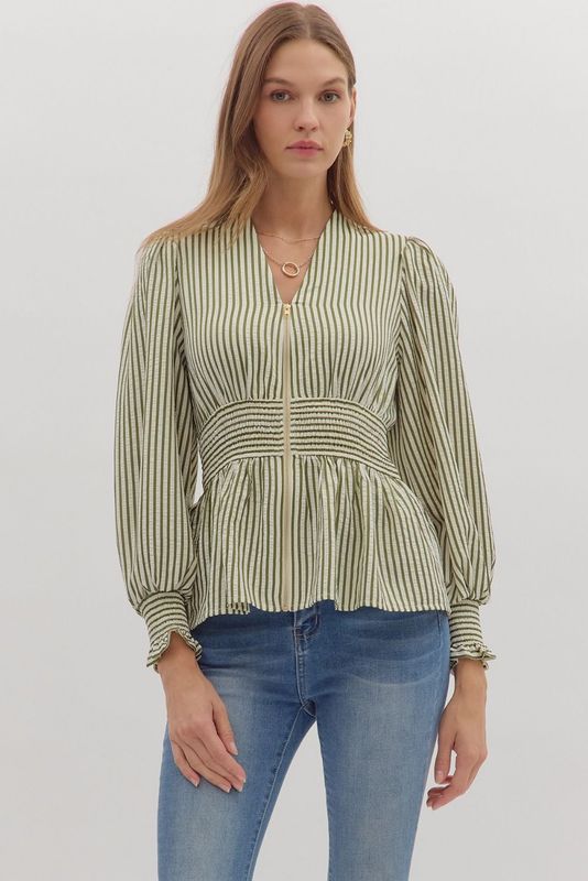 Olive Stripe Blouse