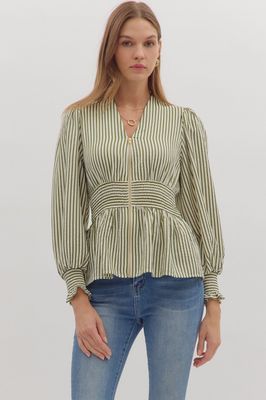 Olive Stripe Blouse