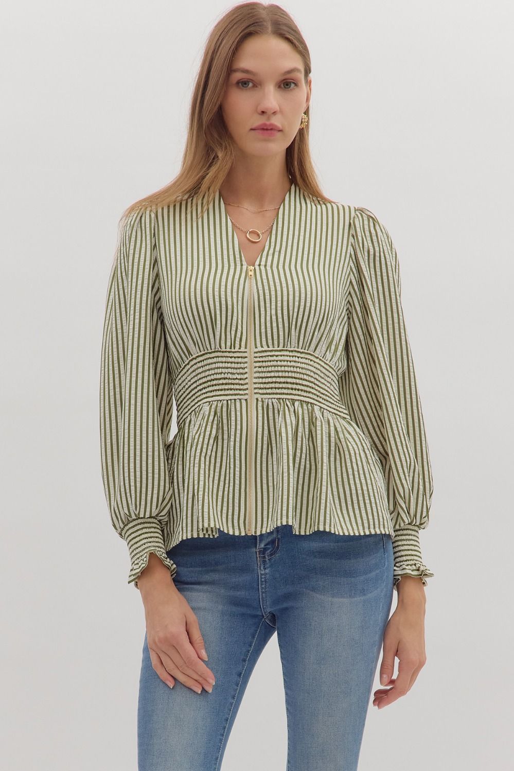 Olive Stripe Blouse