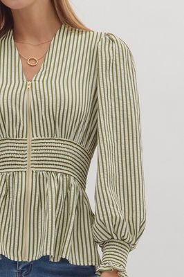 Olive Stripe Blouse
