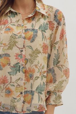 3/4 Sleeve Floral Top