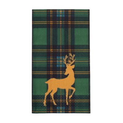 Reindeer Tartan Green Guest Towels