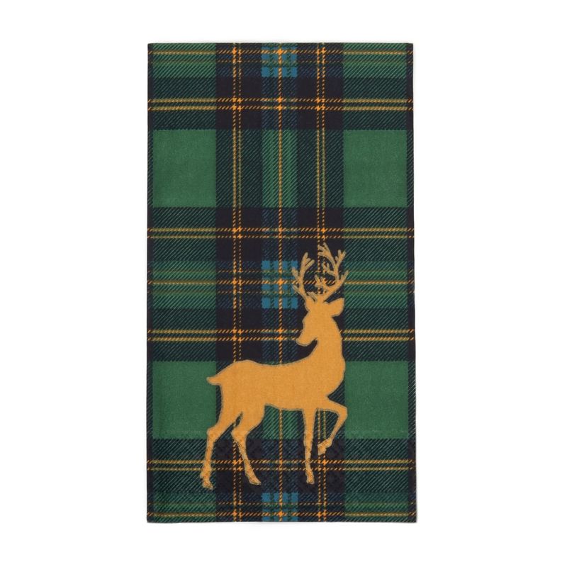 Reindeer Tartan Green Guest Towels