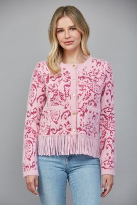 Jacquard Cardigan w/Fringe