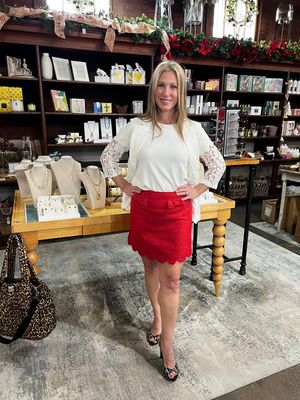 Scalloped Tweed Skirt