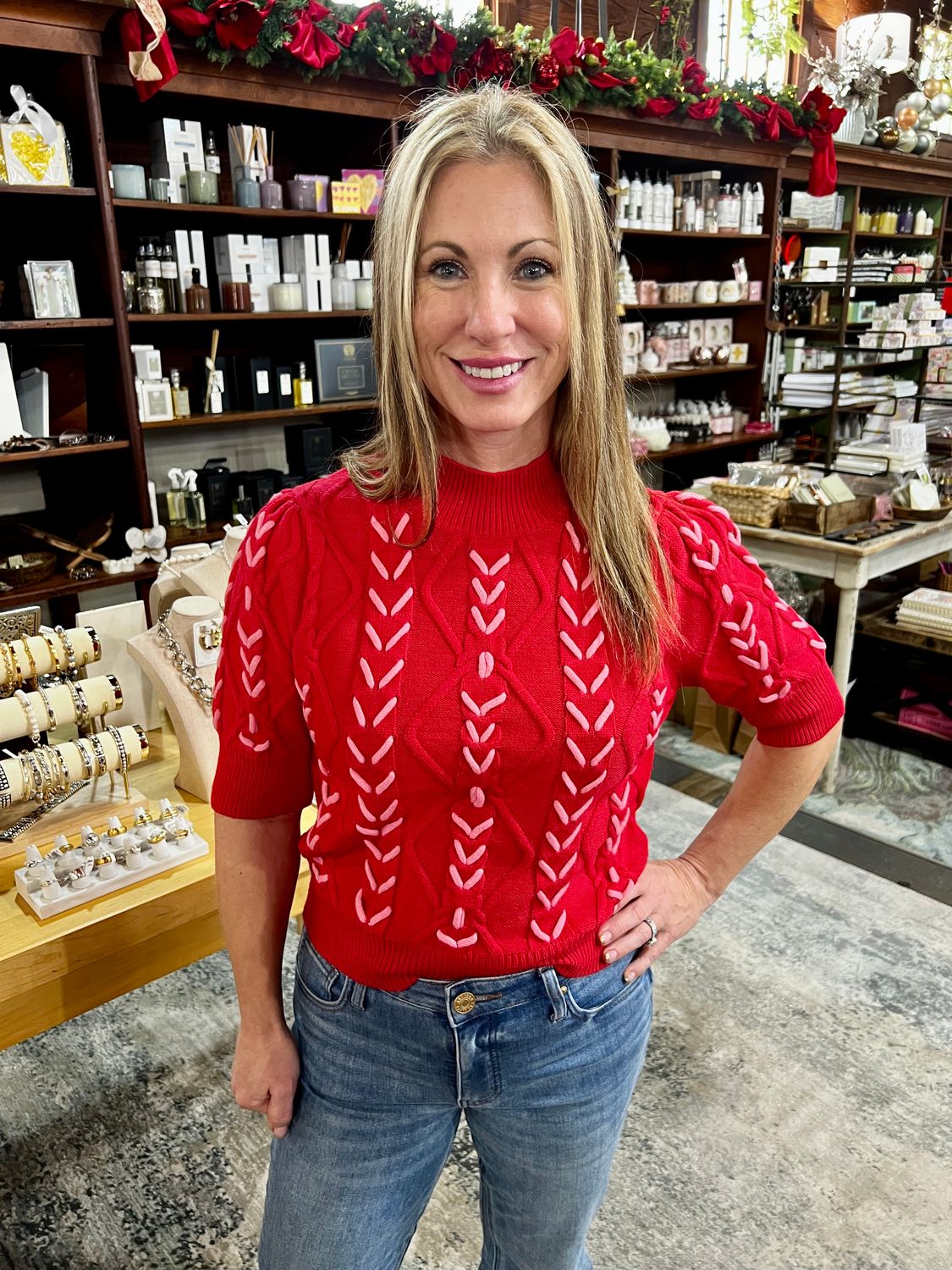 Red &amp; Pink Sweater Top