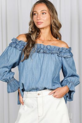 Off-The-Shoulder Denim Top