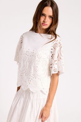 Scallop Embroidered Top