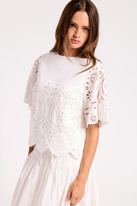 Scallop Embroidered Top