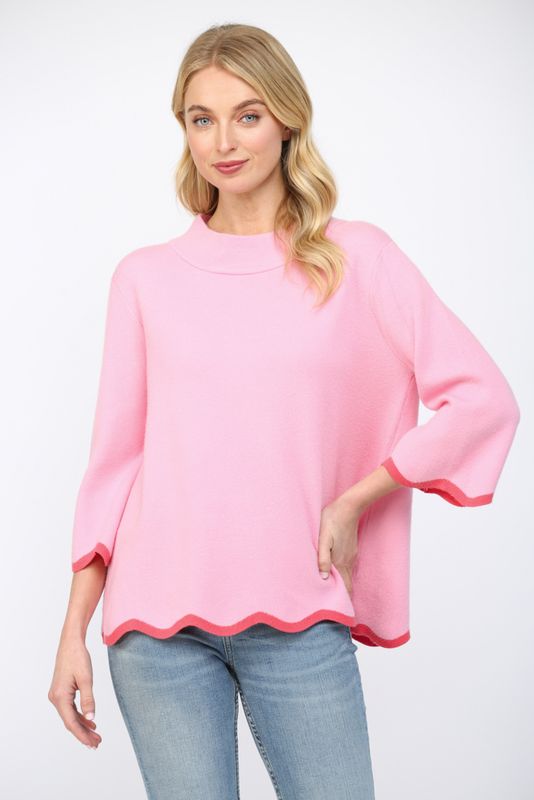Scallop Edge Sweater Top