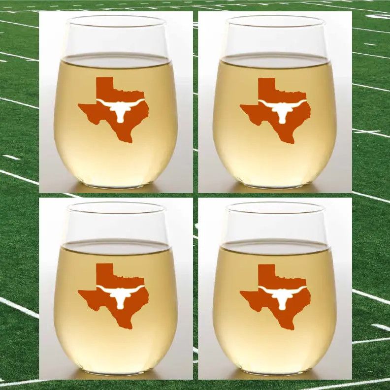 Unbreakable Stemless Wine Glasses 2pk Longhorns