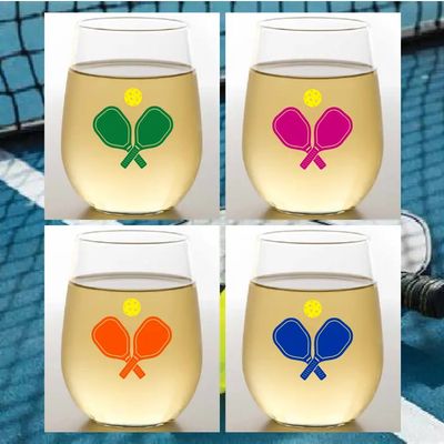 Unbreakable Stemless Wine Glasses 2pk Pickleball