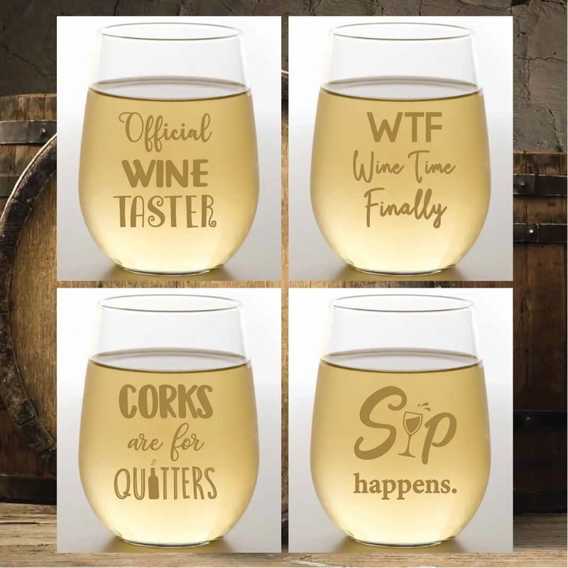 Unbreakable Stemless Wine Glasses 2pk Wine Lovers Gold