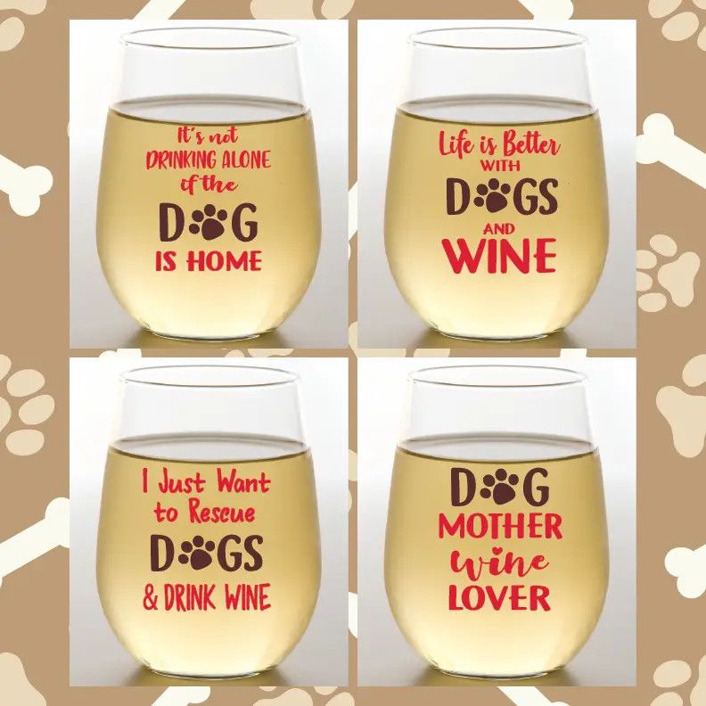 Unbreakable Stemless Wine Glasses 2pk Winey Dogs