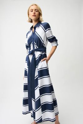 Cotton Stripe Dress w/Reversible Sash