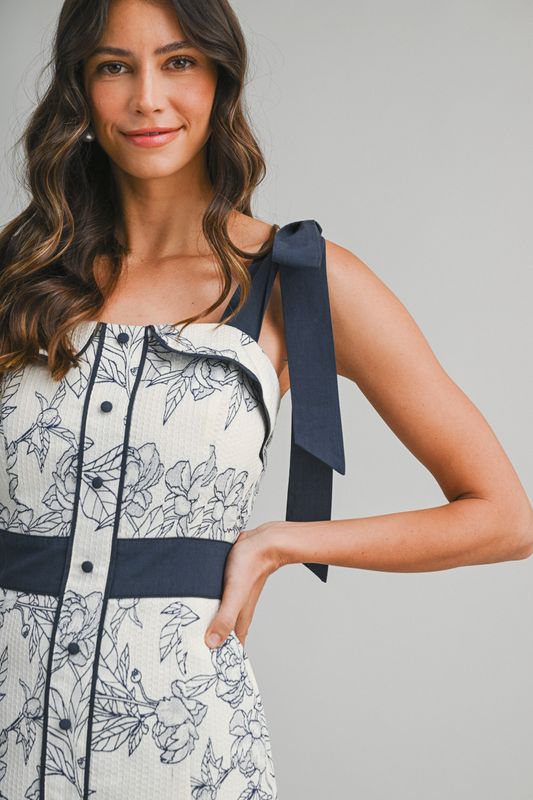 Floral Tie Shoulder Midi Dress