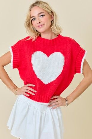 Heart Sweater Knit Top