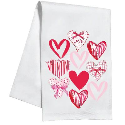 Red &amp; Pink Hearts Kitchen Towel