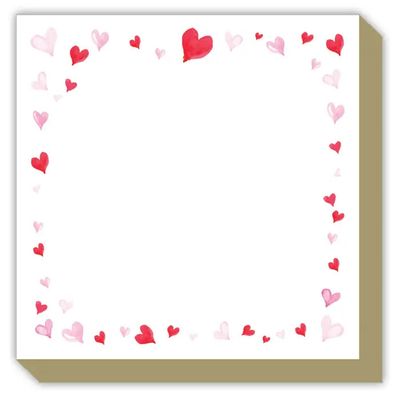 Handpainted Red &amp; Pink Hearts Notepad