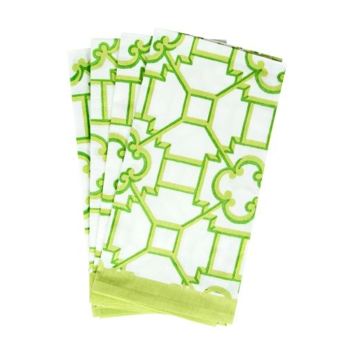 Garden Trellis Cotton Napkins, Color: Green