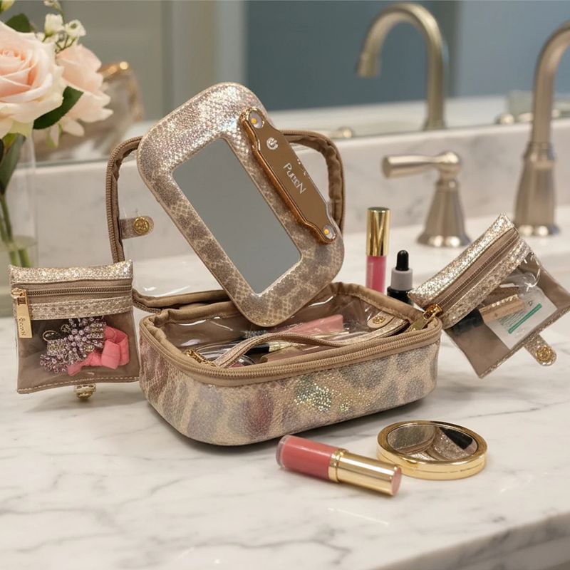 LITTMINI • Lighted Mirror Case • Glimmer Leopard