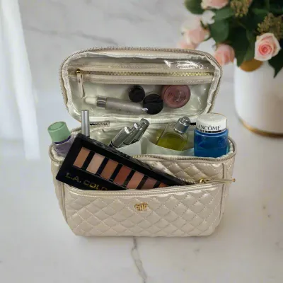 Train Case - Pearl Quilted