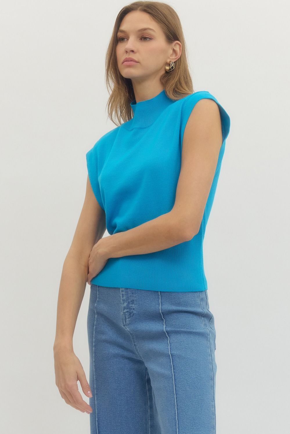 Mock Neck Sleeveless Top