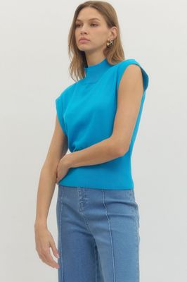 Mock Neck Sleeveless Top