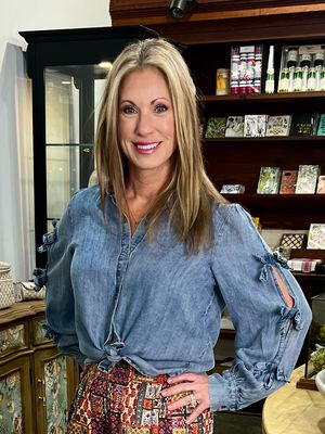 Tie Sleeve Denim Top