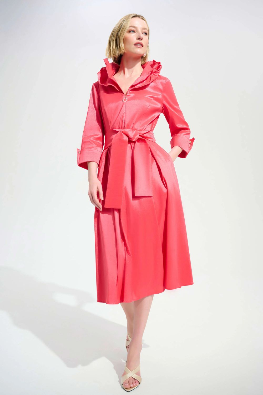 Taffeta Fit &amp; Flare Dress w/Collar