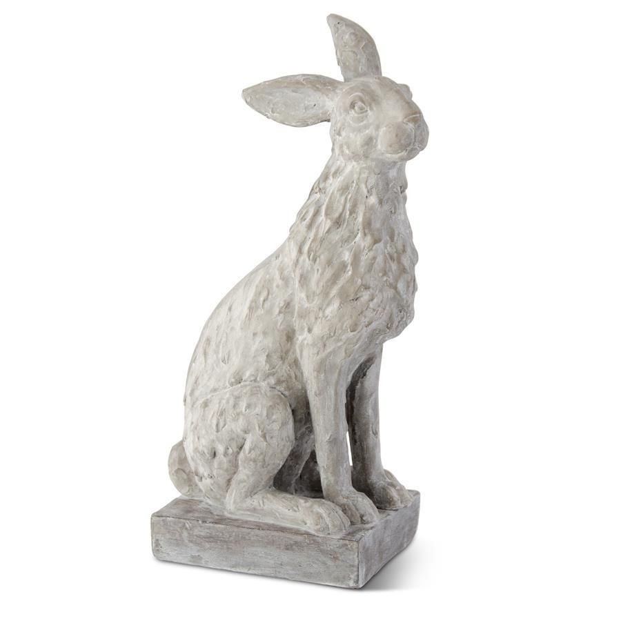21.5" Gray Stone Sitting Rabbit