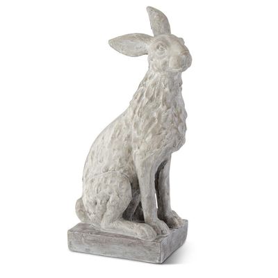 21.5" Gray Stone Sitting Rabbit