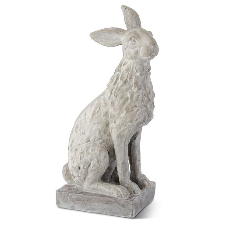 21.5" Gray Stone Sitting Rabbit