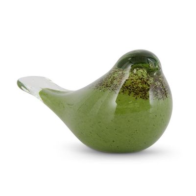 5.5" Green &amp; Brown Glass Bird