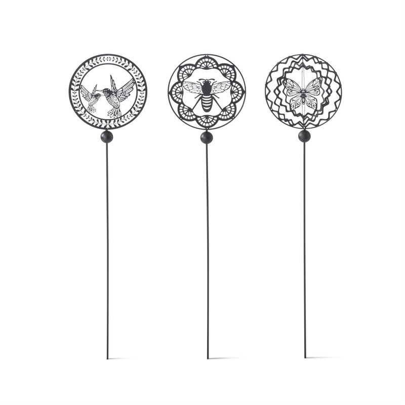 31.5" Black Metal Laser Cut Garden Stakes