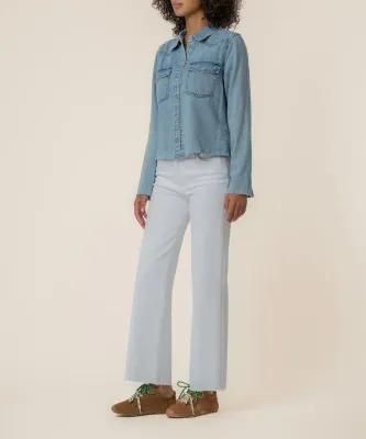 POSEY - LONG SLEEVE SHIRT WITH FRAYED HEM