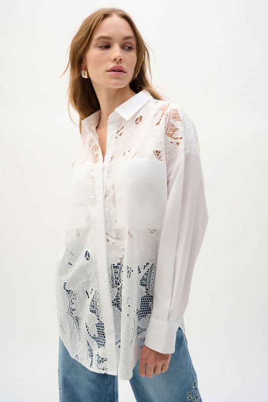 Cotton Lace Blouse w/Embroidery
