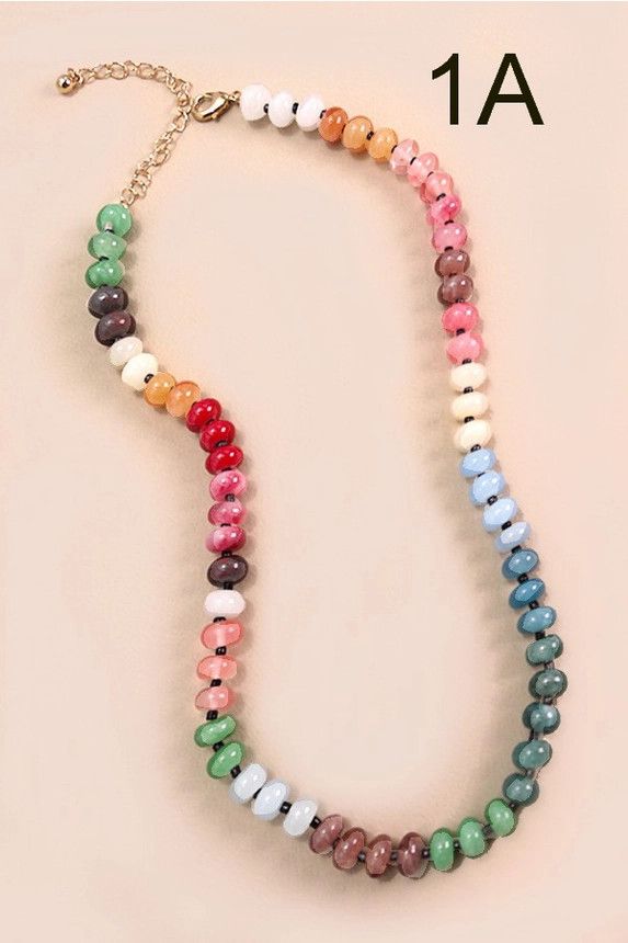 Agate &amp; Glass Mixed Necklace, Style: A